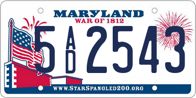 MD license plate 5AD2543