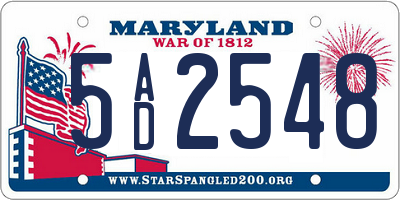 MD license plate 5AD2548