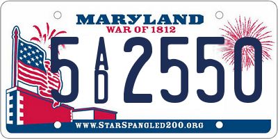 MD license plate 5AD2550