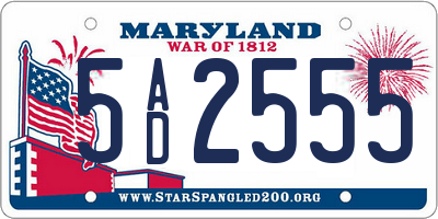 MD license plate 5AD2555