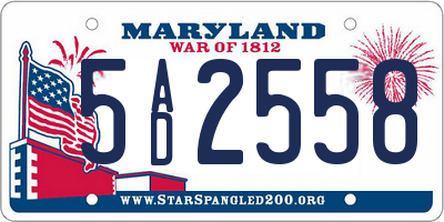 MD license plate 5AD2558