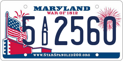 MD license plate 5AD2560