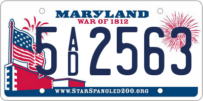MD license plate 5AD2563