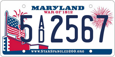 MD license plate 5AD2567