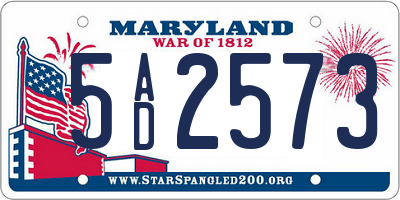 MD license plate 5AD2573