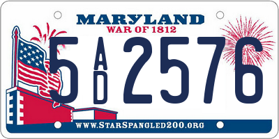 MD license plate 5AD2576