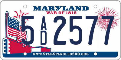 MD license plate 5AD2577