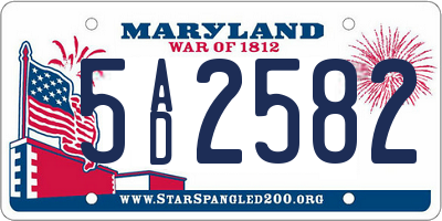MD license plate 5AD2582