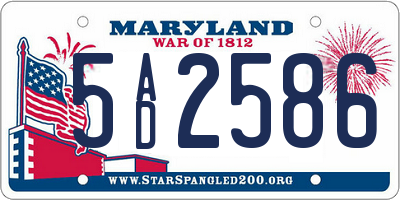 MD license plate 5AD2586