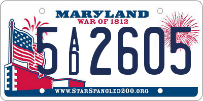 MD license plate 5AD2605