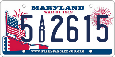 MD license plate 5AD2615