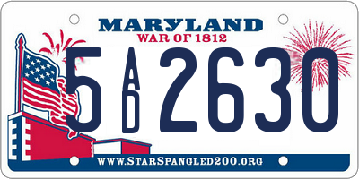 MD license plate 5AD2630