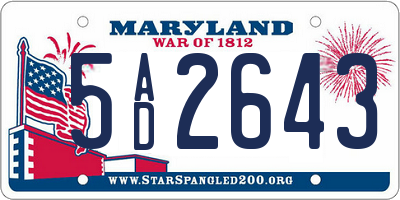 MD license plate 5AD2643
