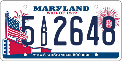 MD license plate 5AD2648