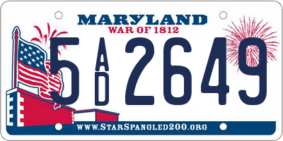 MD license plate 5AD2649