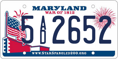 MD license plate 5AD2652