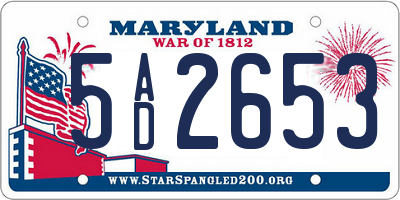 MD license plate 5AD2653