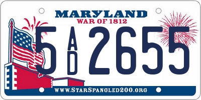 MD license plate 5AD2655