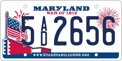 MD license plate 5AD2656