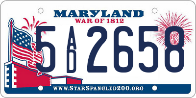 MD license plate 5AD2658