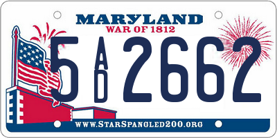 MD license plate 5AD2662