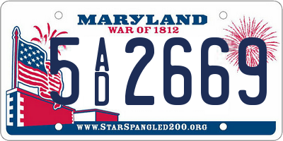 MD license plate 5AD2669