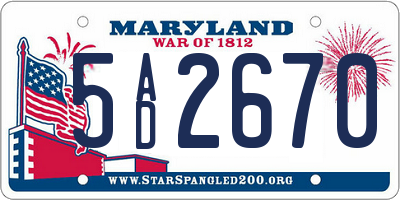 MD license plate 5AD2670