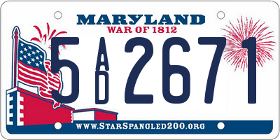 MD license plate 5AD2671