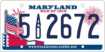 MD license plate 5AD2672