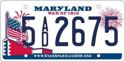 MD license plate 5AD2675
