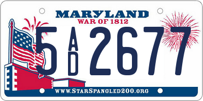 MD license plate 5AD2677