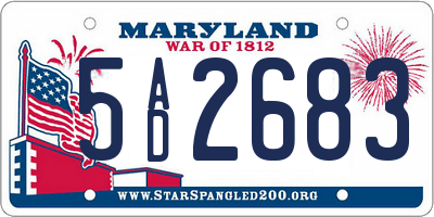 MD license plate 5AD2683