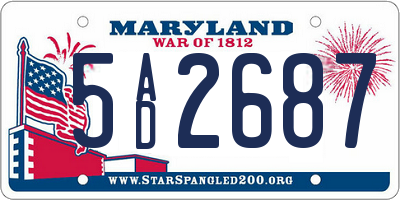MD license plate 5AD2687