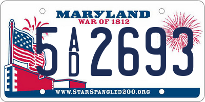 MD license plate 5AD2693