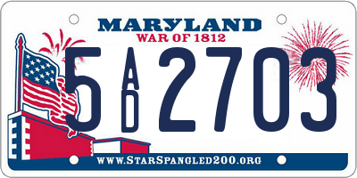 MD license plate 5AD2703