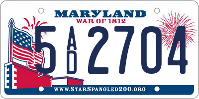 MD license plate 5AD2704