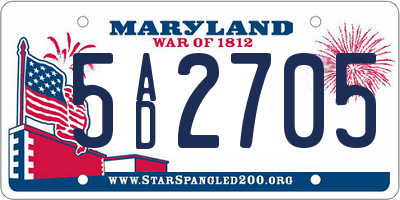 MD license plate 5AD2705