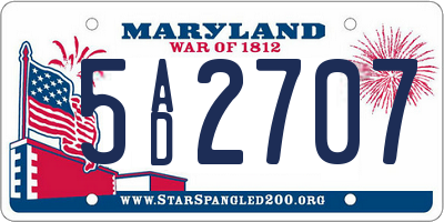 MD license plate 5AD2707