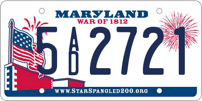 MD license plate 5AD2721