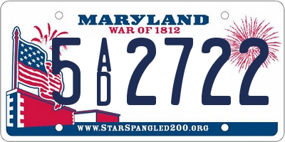 MD license plate 5AD2722