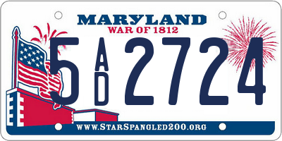 MD license plate 5AD2724