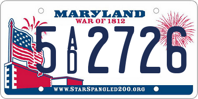 MD license plate 5AD2726