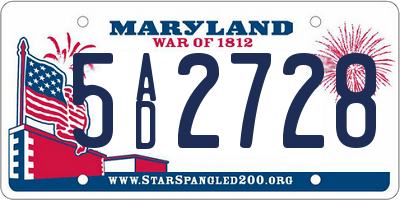 MD license plate 5AD2728