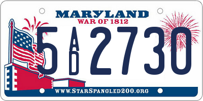 MD license plate 5AD2730
