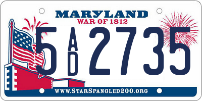 MD license plate 5AD2735