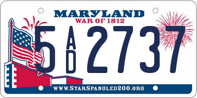 MD license plate 5AD2737