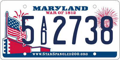 MD license plate 5AD2738