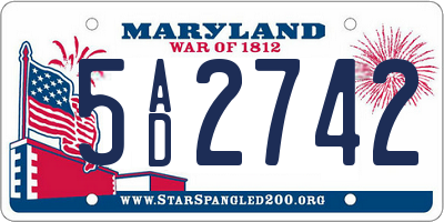 MD license plate 5AD2742