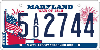 MD license plate 5AD2744