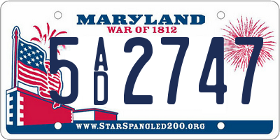MD license plate 5AD2747